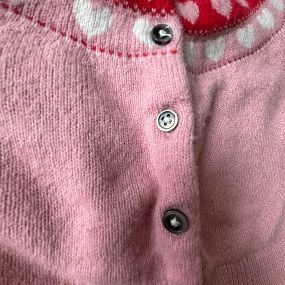 ✨ Mini Boden Pink & Red Heart Fair Isle Cardigan (2–3Y) - Picture 4 of 7